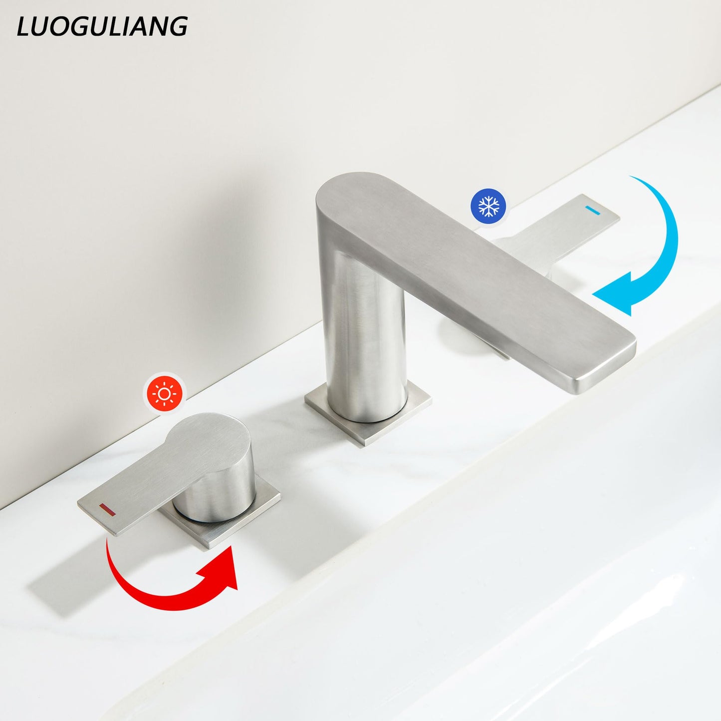 LUOGULIANG 2 Handle Deck Mount Tub Faucet, Roman Bathtub Faucet Set, 3 Hole Widespread Bathtub Faucet High Flow, Brushed Nickel