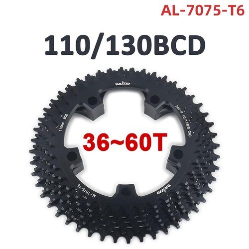 KTKEET 110/130 BCD Chainring 36/38/40/42/44/46/48/50/52/54/56/58/60T 5 Screws Round Narrow Wide Bicycle Chainring for 9/10/11 Speed Road Bike Folding Bicycle (110BCD 48T)