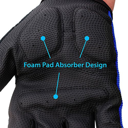 Breathable Foam Padded Cycling Gloves - Full Finger - Blue XL