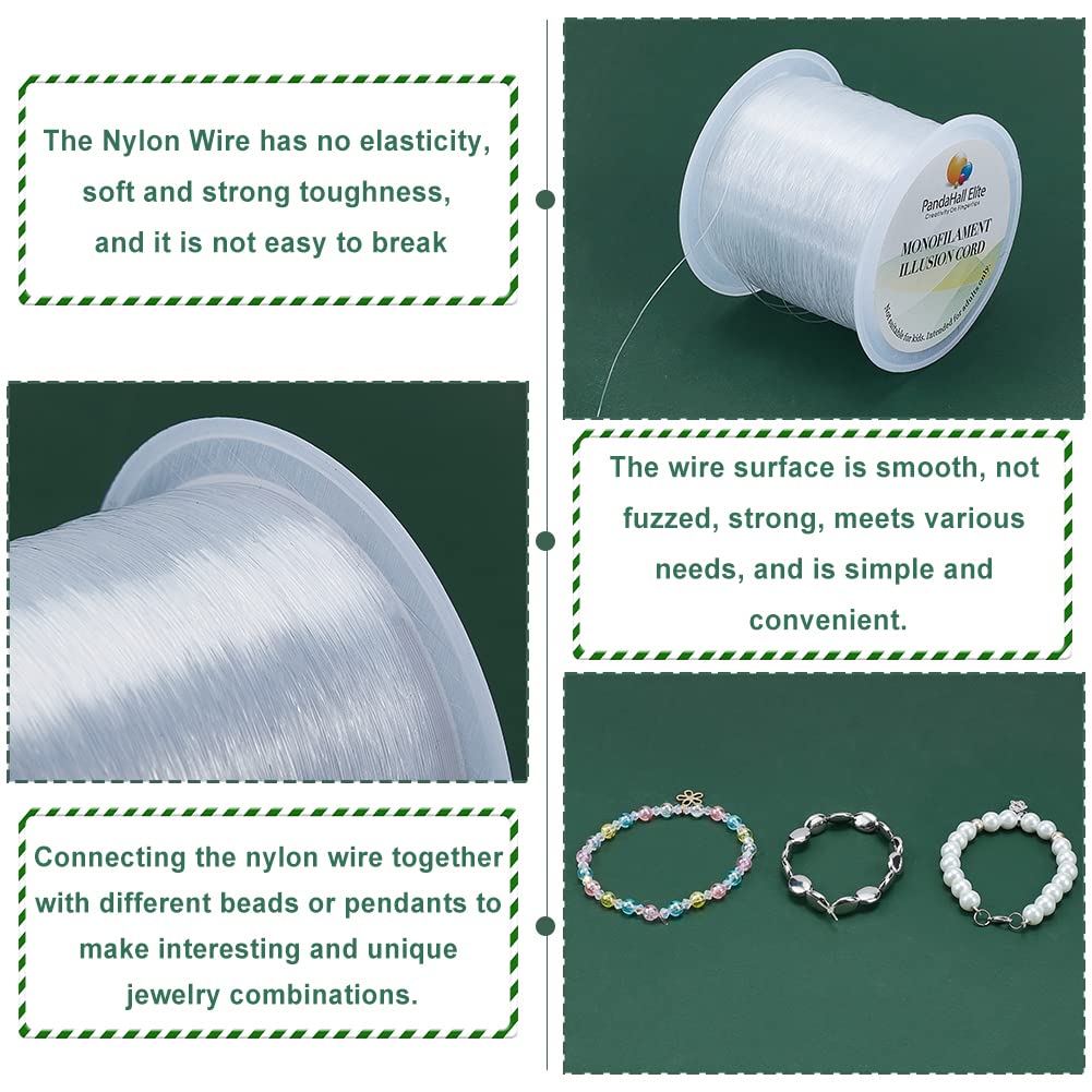 PH PandaHall 142 Yards 0.2mm Clear String Fishing Line Invisible Beading Cords Nylon Thread String Inelastic Jewelry Wire for Valentine Bracelet Jewelry Making Ornaments Hanging Party Decor Seed Beads