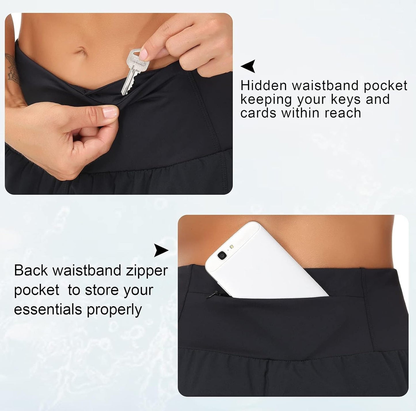 The Gym People High Waisted Running Shorts - Quick Dry Athletic Design with Mesh Liner & Zipper Pockets