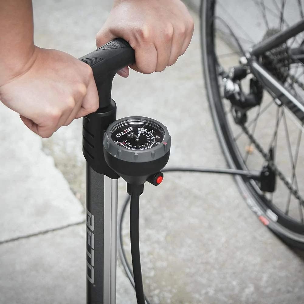Beto Bike Pump Portable - High-Pressure Bicycle Floor Pump with Gauge & Air Bleed Button | 160 PSI Max