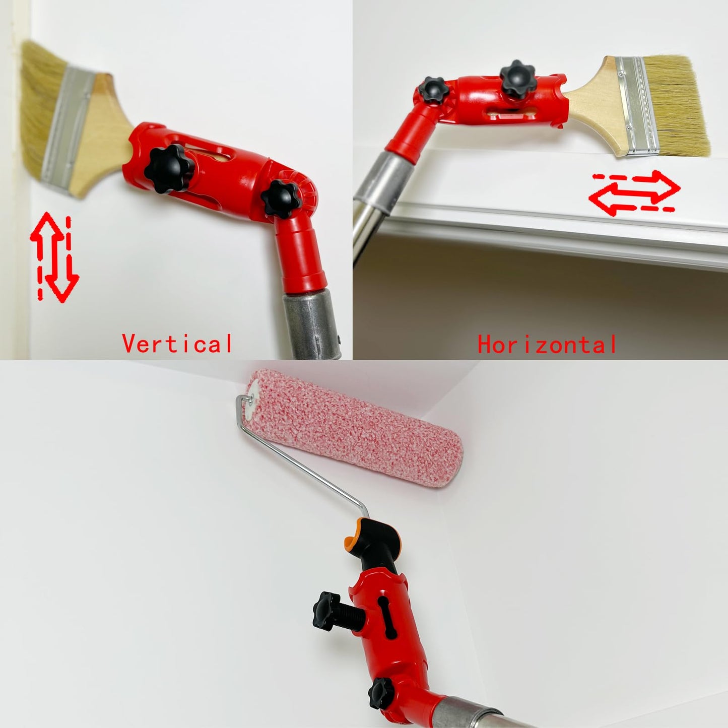 Multi-Angle Paint Brush Extender for High Ceiling,Extension Pole Attachment Holder for Paint Brush,Roller, Scraper, Secure Handle Grip,Great for Walls, Corners, Edges,Corner Painting Tool