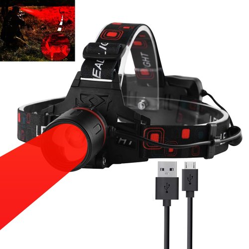 Hunting Headlamp Red Light Rechargeable – 1000 Lumens Zoomable Red LED Headlight with 3 Modes, Waterproof Head Torch for Coon, Hog, Coyote, Varmint Hunting, Astronomy & Stargazing