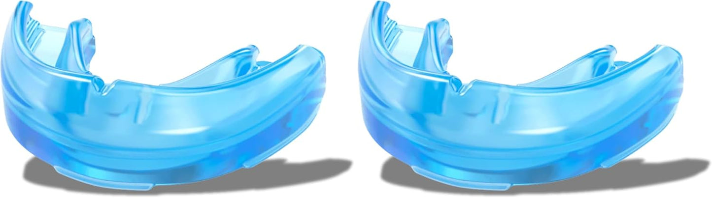 Shock Doctor Mouth Guard for Braces - Upper Teeth Protection, Instant Fit, Blue | Adult & Youth Sizes (Pack of 2)
