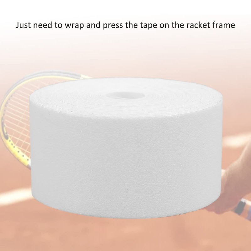 OUKENS Tennis Racket Protection Tape, 5m Premium PU Widened Squash White Racket Head Edge Protective Guard, for Tennis/Badminton/Pickleball Paddle/Golf Club, Easy Apply and No Residue