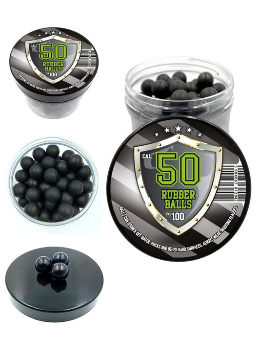 100 x Premium Quality 1.6 Grams Hard Rubber Balls Reusable High Impact Paintballs for Home Self Defense Training Target Practice in 50 Caliber