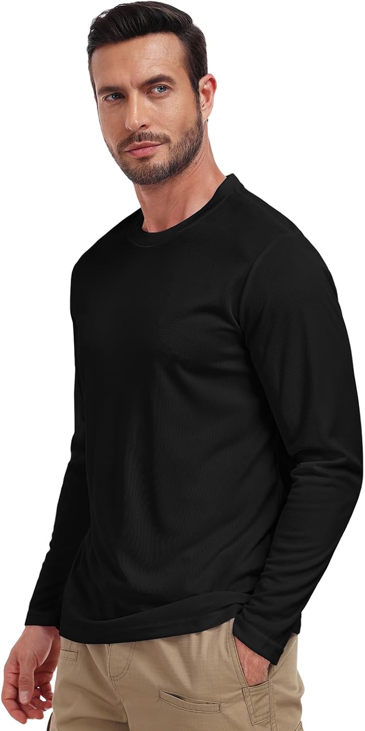Skiennix Men's UPF 50+ Long Sleeve Tee - Quick Dry UV Sun Protection for Athletic Activities