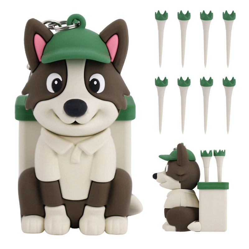 Penitue Dog Caddy Golf Tee Holder Bag Accessories, Including 8 Golf Ball Tees Creative Cute Puppy Holder Set for Women Men Golfers Attaching to Backpack Shoulder Bag Belt
