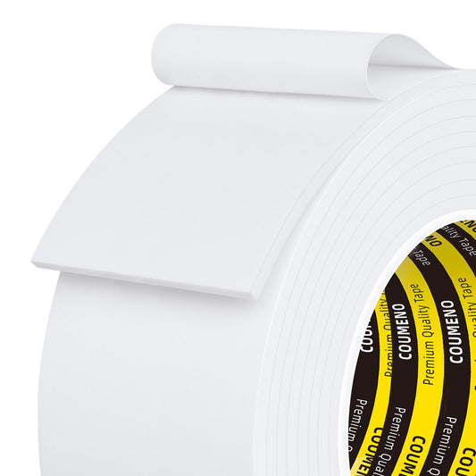 COUMENO EVA Single-Sided Adhesive White Foam Tape, Single-Sided Sealing Strip Foam Pad Sponge Tape Window Weatherproof, Self-Adhesive Insulation Sealing Tape 2inX9.84FT