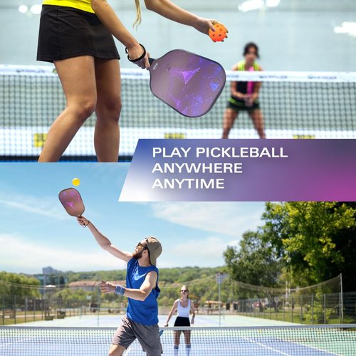 Bolaball Pickleball Paddles Set of 4 | Fiberglass Pickleball Paddle with 4 Pickleball Balls, 4 Grip Tapes, 1 Mesh Ball Bag & 1 Carry Bag | Pickleball Set for Indoor & Outdoor Games, Outdoor Sports