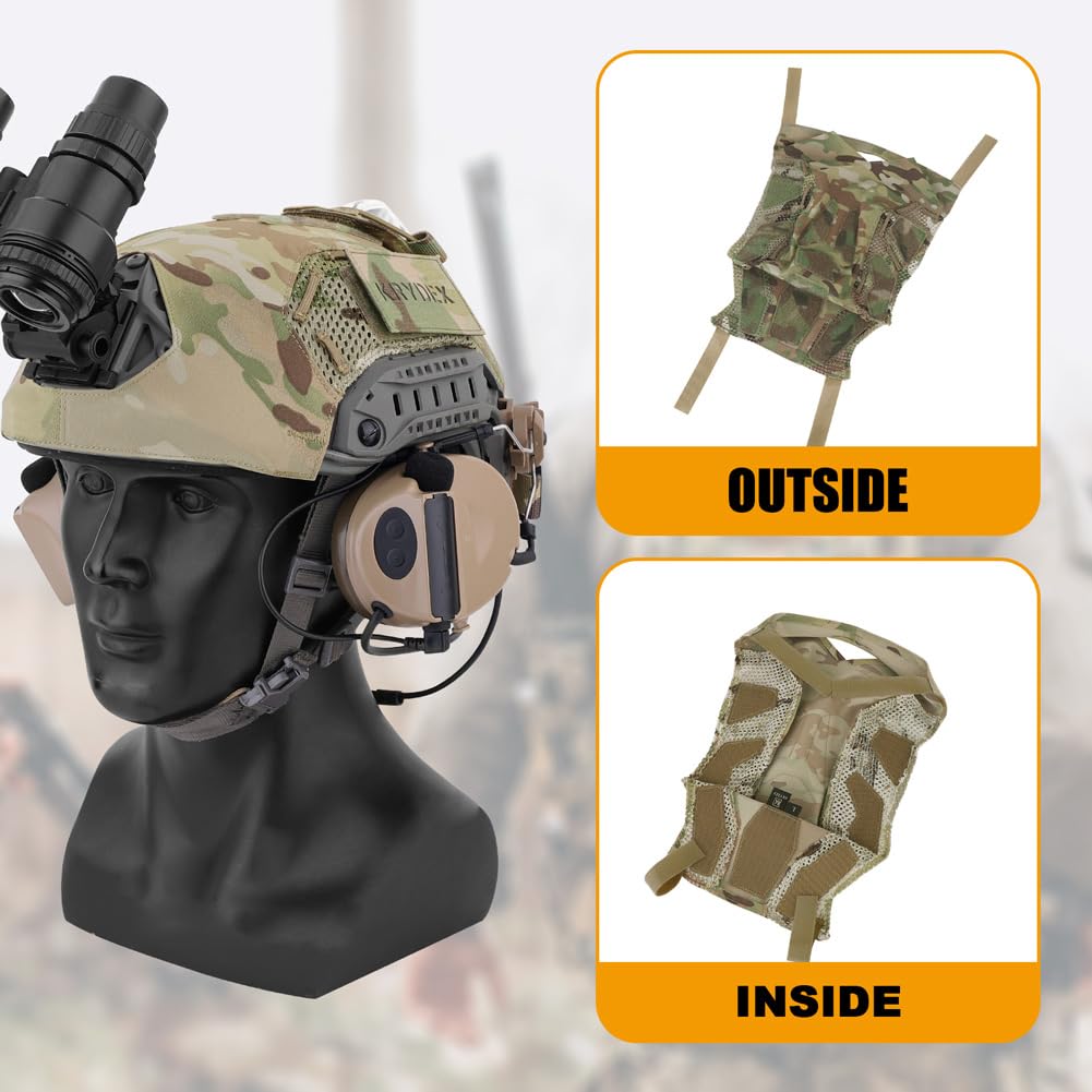 KRYDEX Helmet Cover for Fast Helmet Size M L/XL Maritime Helmet Airsoft Paintball Helmet (Camo, M)