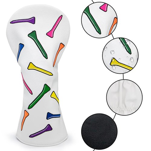 Golf Club Covers Colorful Tee Driver Cover Fairway Wood Headcover Hybrid Cover Leather 3 Wood Headcovers Mallet Putter Headcover Blade Putter Cover for Most Brands