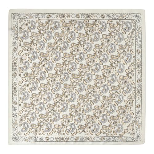 Vintage Silk Feel Square Scarf for Men - White Pattern Bandana