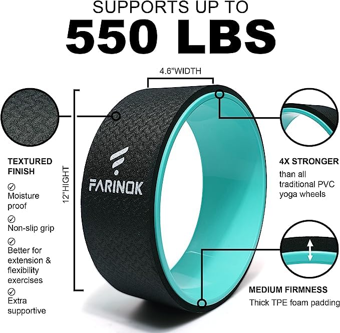 Farinok Green Yoga Wheel Set of 2 – 13" & 4" Thick Extra Cushioned Back Massage