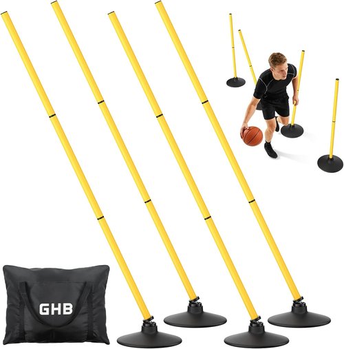 GHB Agility Poles - 50" Rebound Sports Training Poles | 4 Pack Detachable Speed Equipment