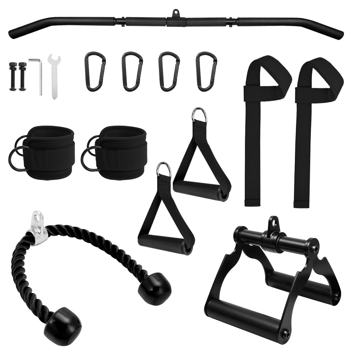 sunmeg Cable Machine Accessories for Home Gym, Triceps Press Down Cable Machine Attachments, LAT Pull Down Attachments for Weight Fitness