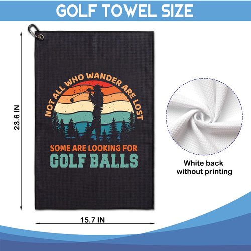 GEYGIE Not All Who Wander are Lost Printed Microfiber Golf Towel, Funny Golf Towel Gifts and Golf Accessories for Men Women Dad Mom Grandpa, Fathers Day Birthday Gift for Golf Lover