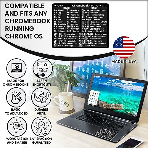 Chrome OS Keyboard Shortcut Sticker - Black Vinyl for Chromebooks