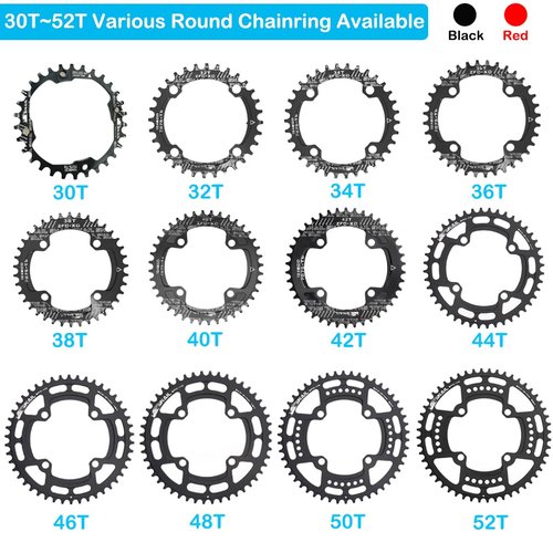 CYSKY 104 BCD Chainring 30T to 52T Narrow Wide Chainring with Sprocket Bolts for 1x Set-up Road Bike Mountain Bike BMX MTB Gravel Ebike (Black, 42T)