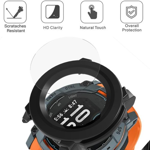 Screen Protector Case Compatible with Garmin Instinct 3 45mm 50mm Watch Band, Full Coverage, Hard PC Bumper, Ultra-Thin, Scratch Resistant, All-Around Screen Protector for Instinct 3 Watch (45MM)