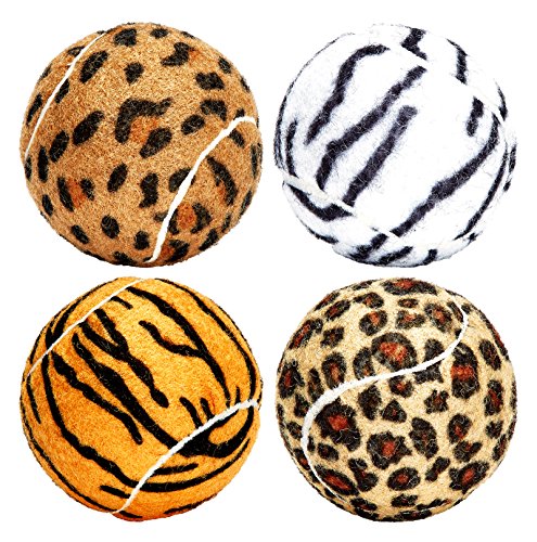 Dog Fetch Squeaker Balls - Animal Prints 4 Pack