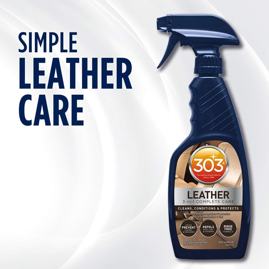 303 Products Leather Care - 3-In-1 Cleaner, Conditioner & Protector - Rinse-Free Formula, 16 fl. oz.