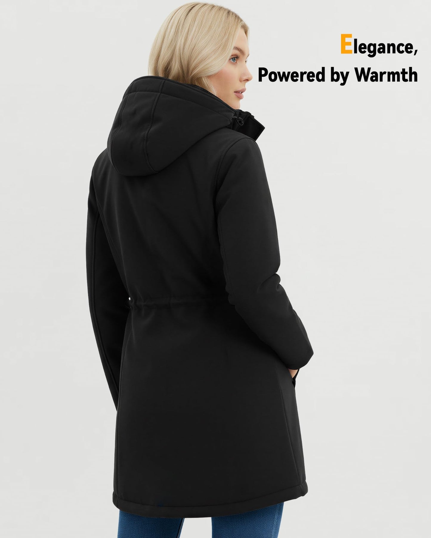 Wulcea Women Heated Jacket Battery Pack Included Rechargeable 12v 7.4v Waterproof Fleece Coat Winter Warm Puffer Clothing Apparel Electric USB Self Soft Shell Thermal Vest Hood Long Rain Parkas