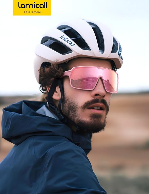 Lamicall Polarized Sports Sunglasses for Men Women, [29g Ultralight] UV400 Protection Sun Glasses for Cycling Running Baseball Fishing Golf Beach Volleyball, Full Frame, Pink