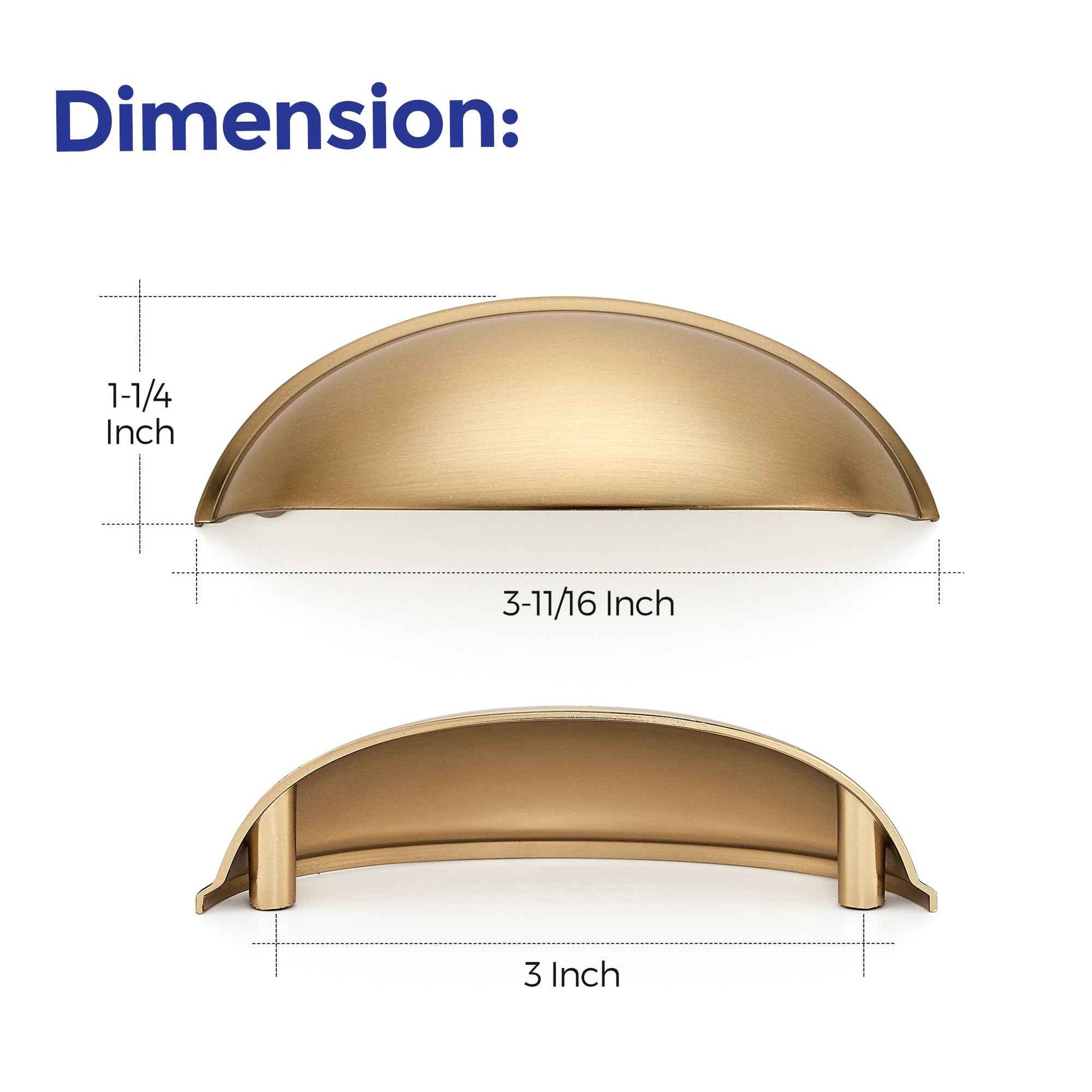 Ravinte 6 Pack 3" Drawer Pulls Champagne Bronze Cabinet Cup Pulls Kitchen Hardware Cabinet Handles Drawer Handles Knobs 3 inch Hole Center