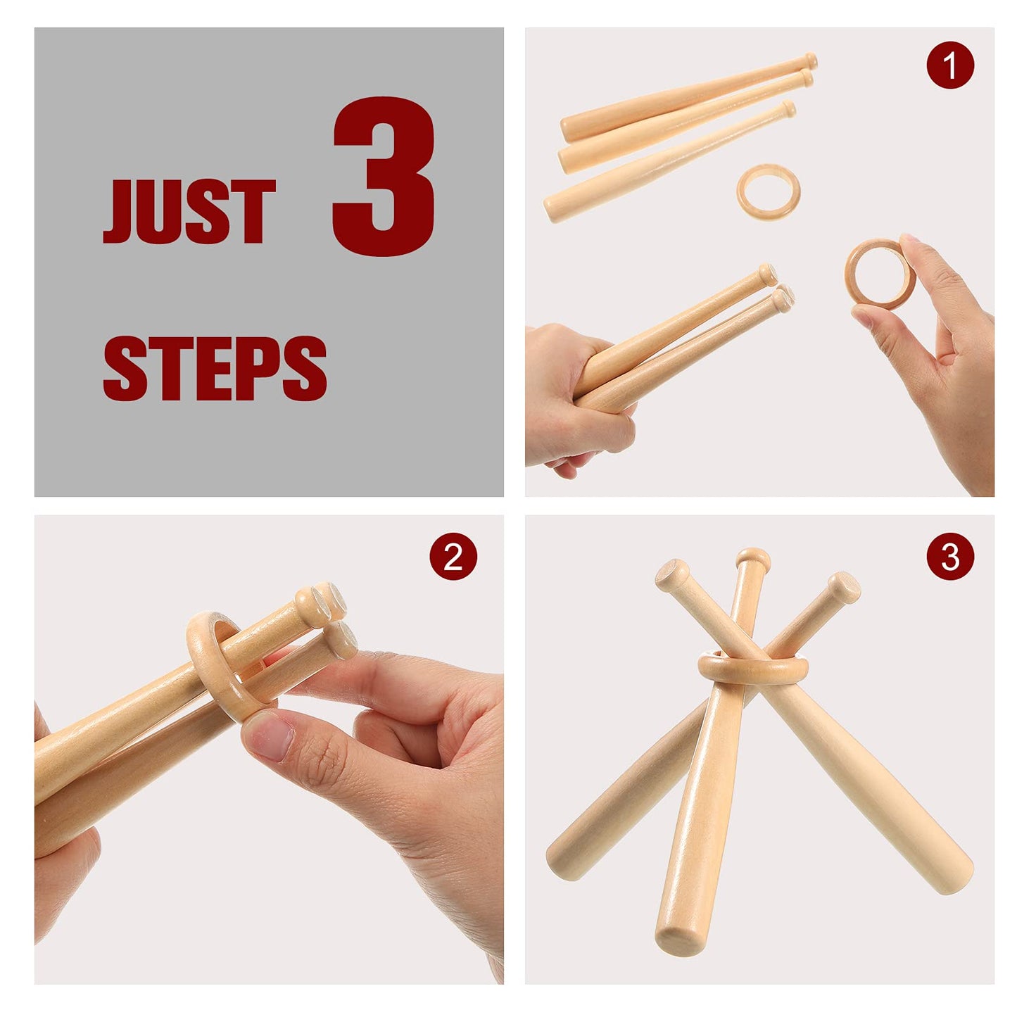 Honoson Baseball Stand Holders Balls Display Bat Wooden Stand Holder Display Centerpieces Tables for Baseball Sports Lover (4 Pack)