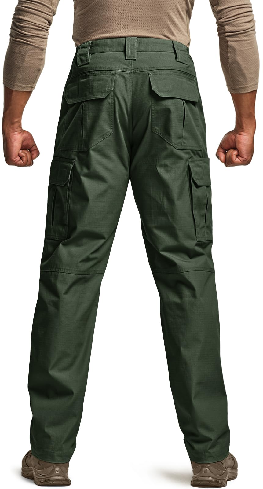 CQR Men's Tactical Pants, Water Resistant Ripstop Cargo Pants, Lightweight EDC Work Hiking Pants, Outdoor Apparel, Raider Green Kelp, 40W x 32L