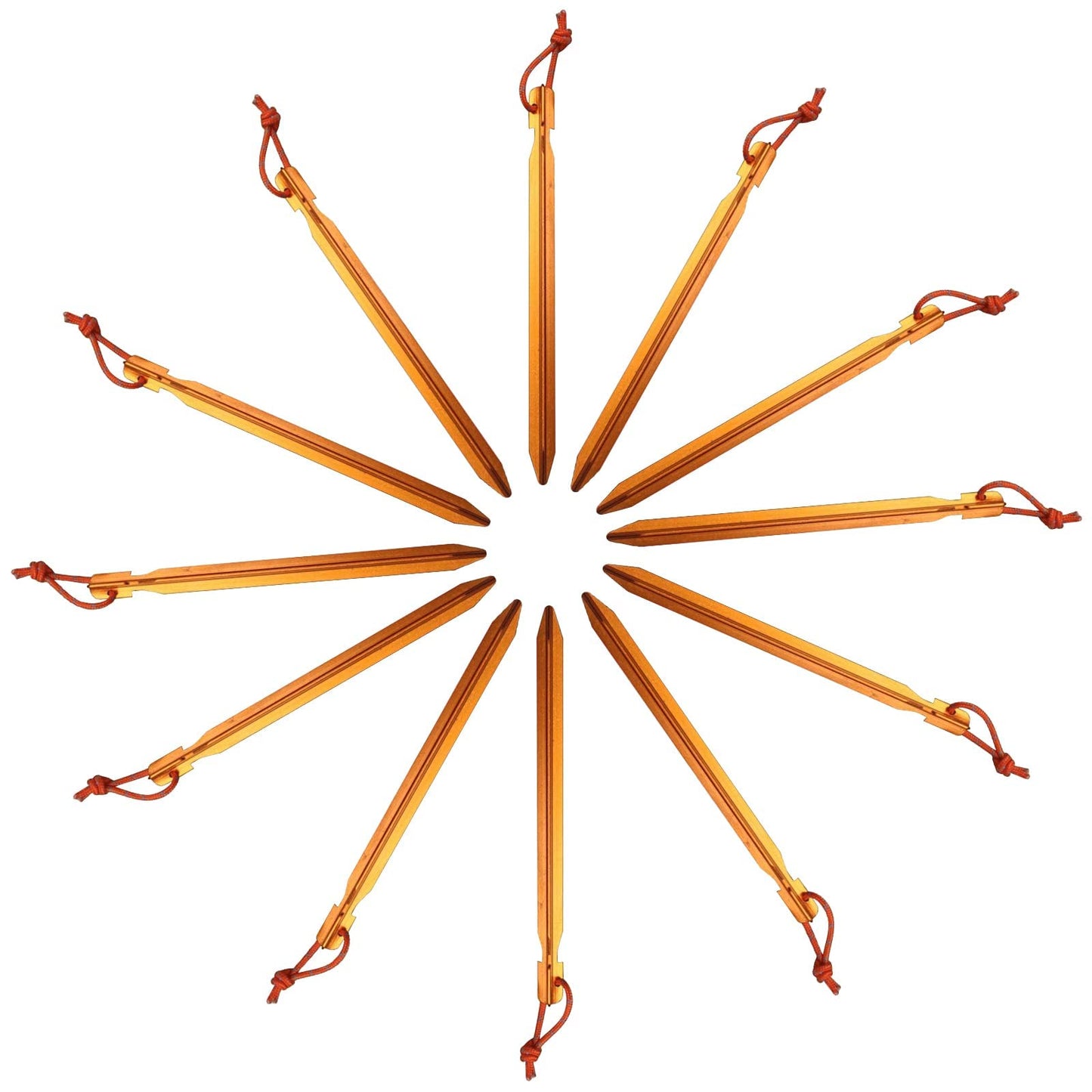 12 Pack Tent Stakes, 7075 Ground Metal Camping Aluminum Tent Pegs, Lightweight Tent Stakes Heavy Duty Spikes Camping Accessories, Orange