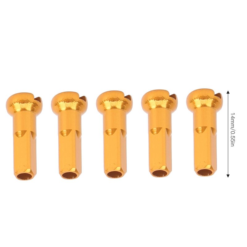 Spoke Cover Nipple, 54g Sturdy Durable 14x6mm Aluminum Alloy Bicycle Spoke Cap, 100Pcs Resistance Rust Proof for Cycling Accessory Bike Spokes (Gold)