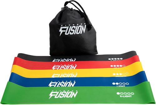 Fitness Fusion Resistance Loop Bands Set of 5 - Durable, Non-Slip Design for Home & Gym Workouts