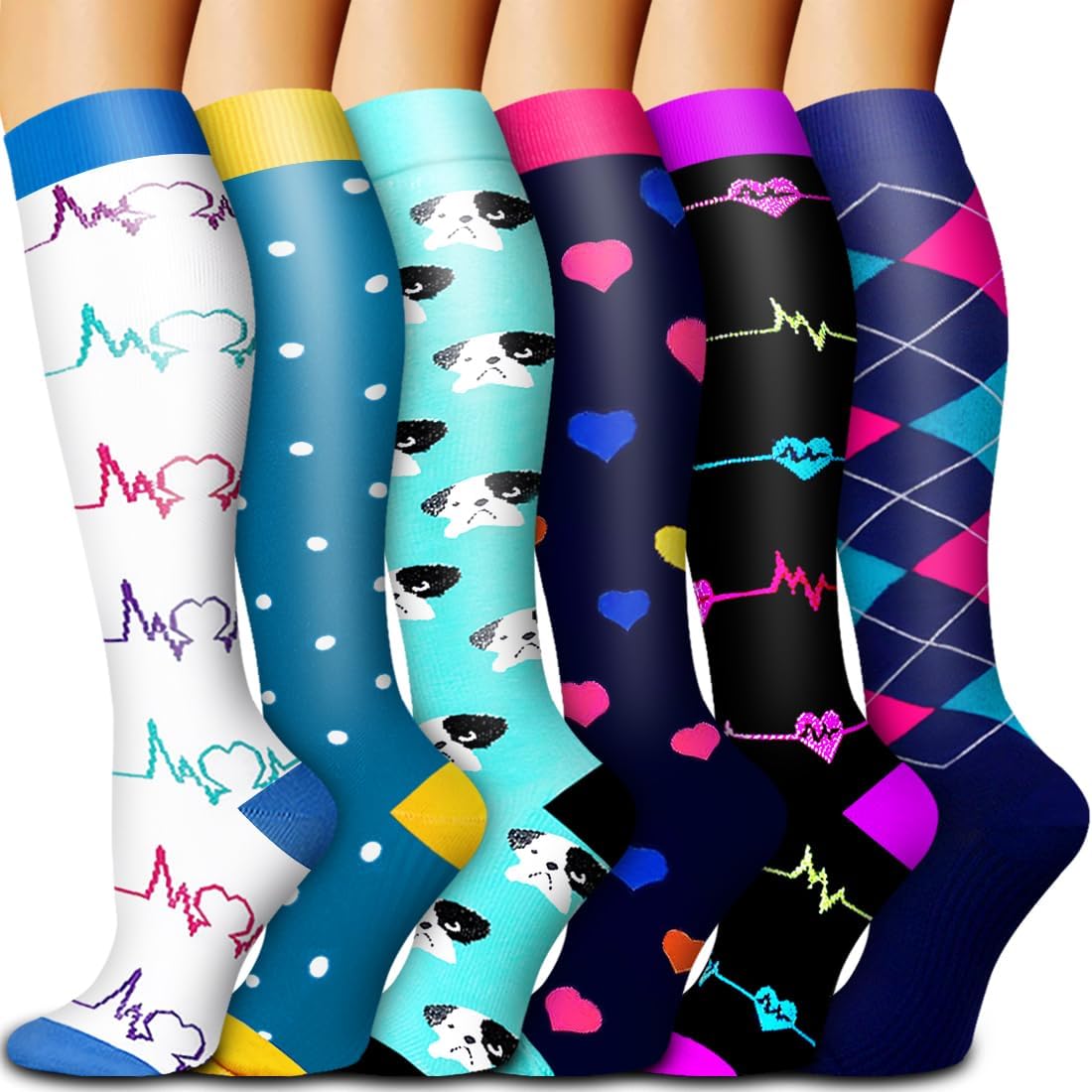 Bluemaple Copper Compression Socks - 6 Pack for Enhanced Circulation | Ideal for Medical, Running, and Athletic Use
