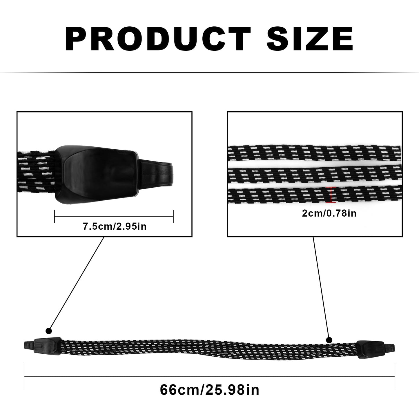 Oumers 3Pcs Elastic Bike Strap, Adjustable Bicycle Bungee Cords with Hooks Wear-Resistant and Tensile Resistant Bike Luggage Straps Strong and Sturdy Bicycle Luggage Rope