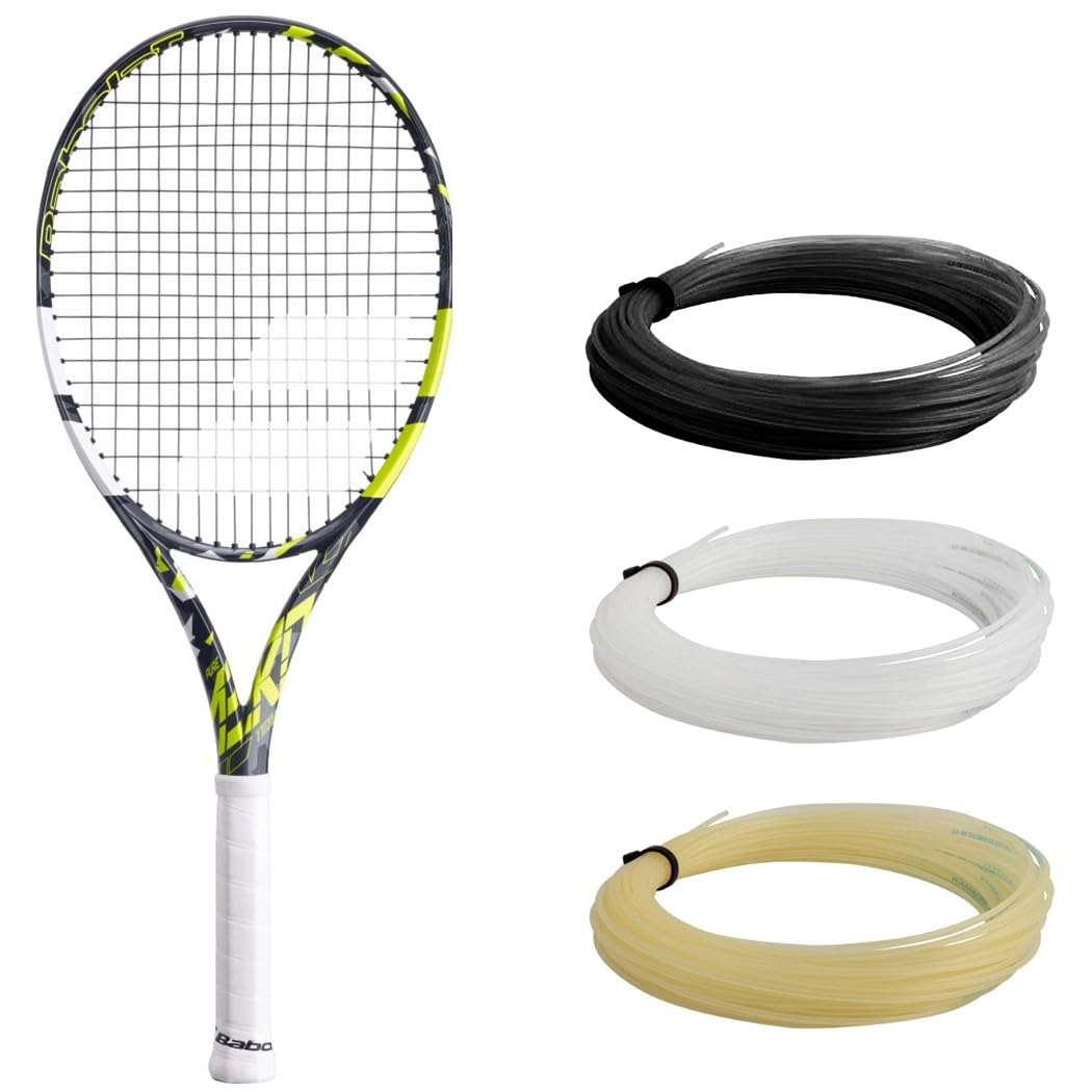 Babolat Pure Aero Team Tennis Racquet - Strung with 16g White Syn Gut at Mid-Range Tension (4 3/8" Grip)