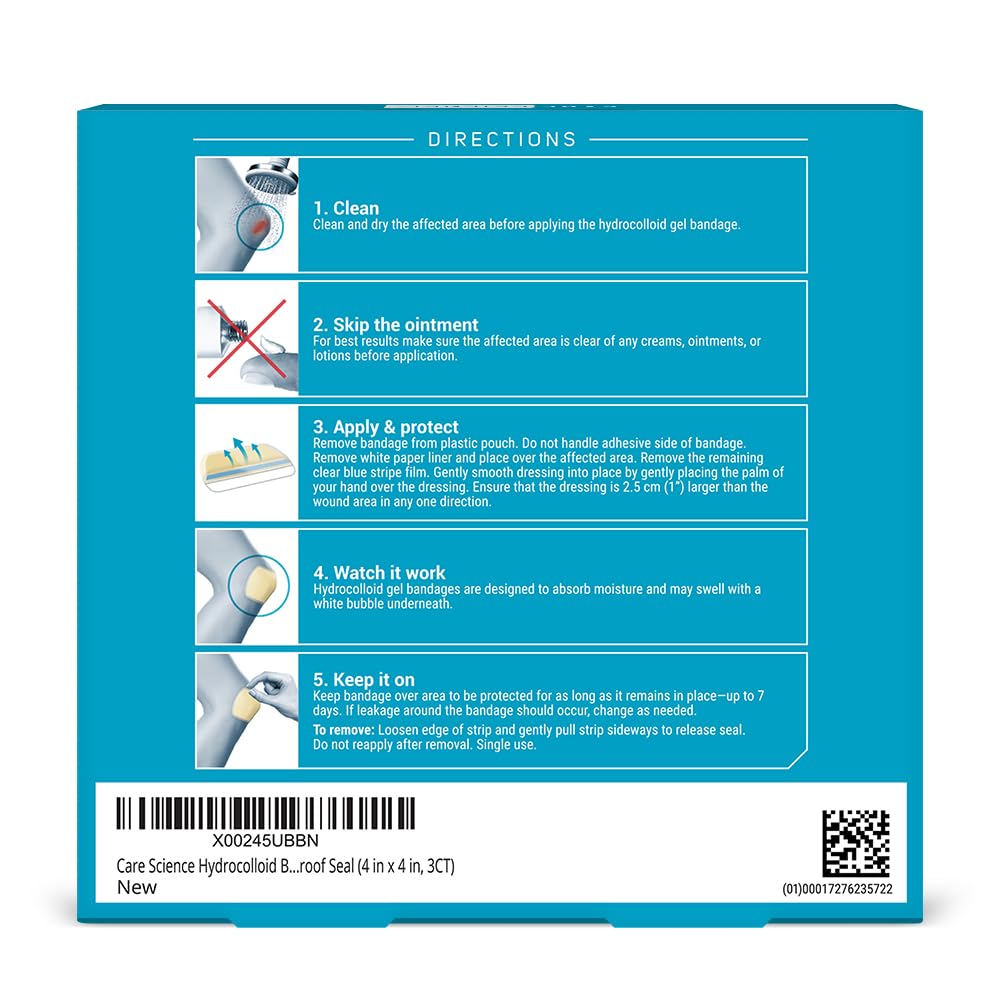 Care Science Extra Large Hydrocolloid Bandages, 4in x 4in, 3 Count