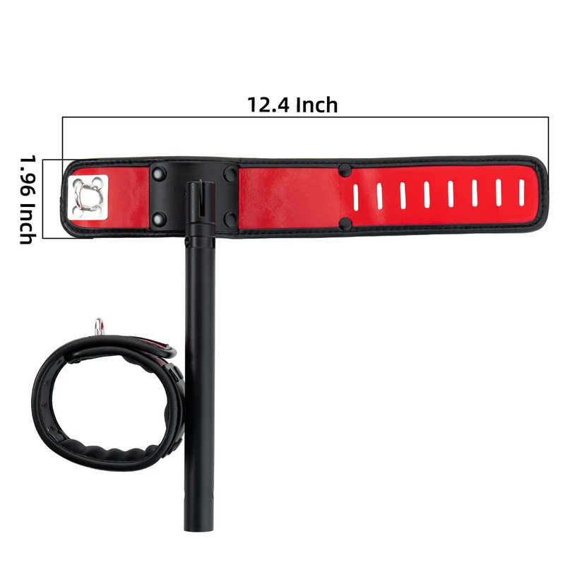 Spreader Bar Heavy Duty Swiveling Stainless Steel Bar Home Gym Equipment with 4 Furry PU Adjustable Cushioned Straps for Fitness Training, Pilates and Yoga Accessories Kit. (Red)