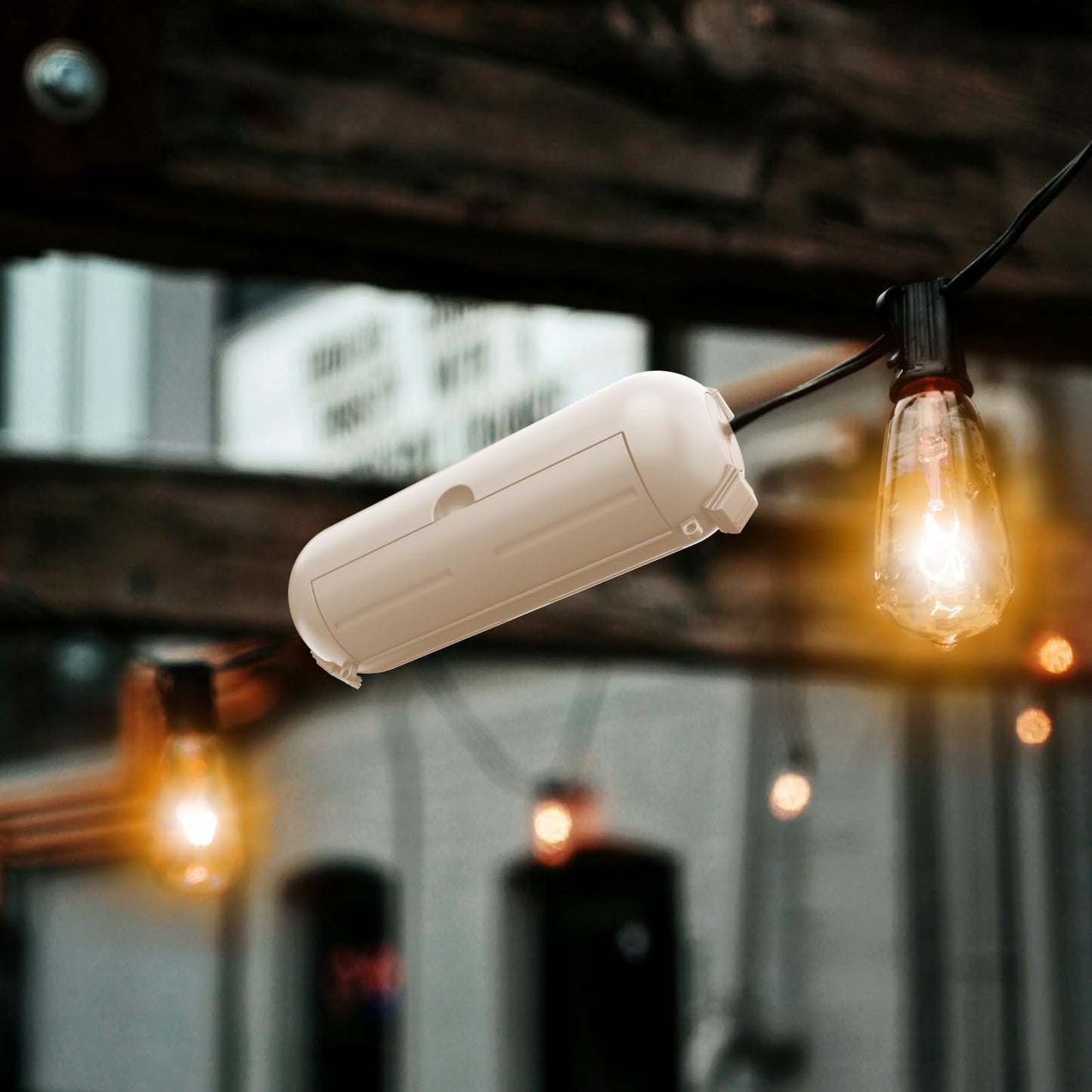 RESTMO 2 Pack Compact Outdoor Extension Cord Cover, IP44 Waterproof Box and Safety Housing Case, Ideal to Protect Outdoor Plugs, Electrical Connections, Holiday Decoration Lights, Size Small, Almond