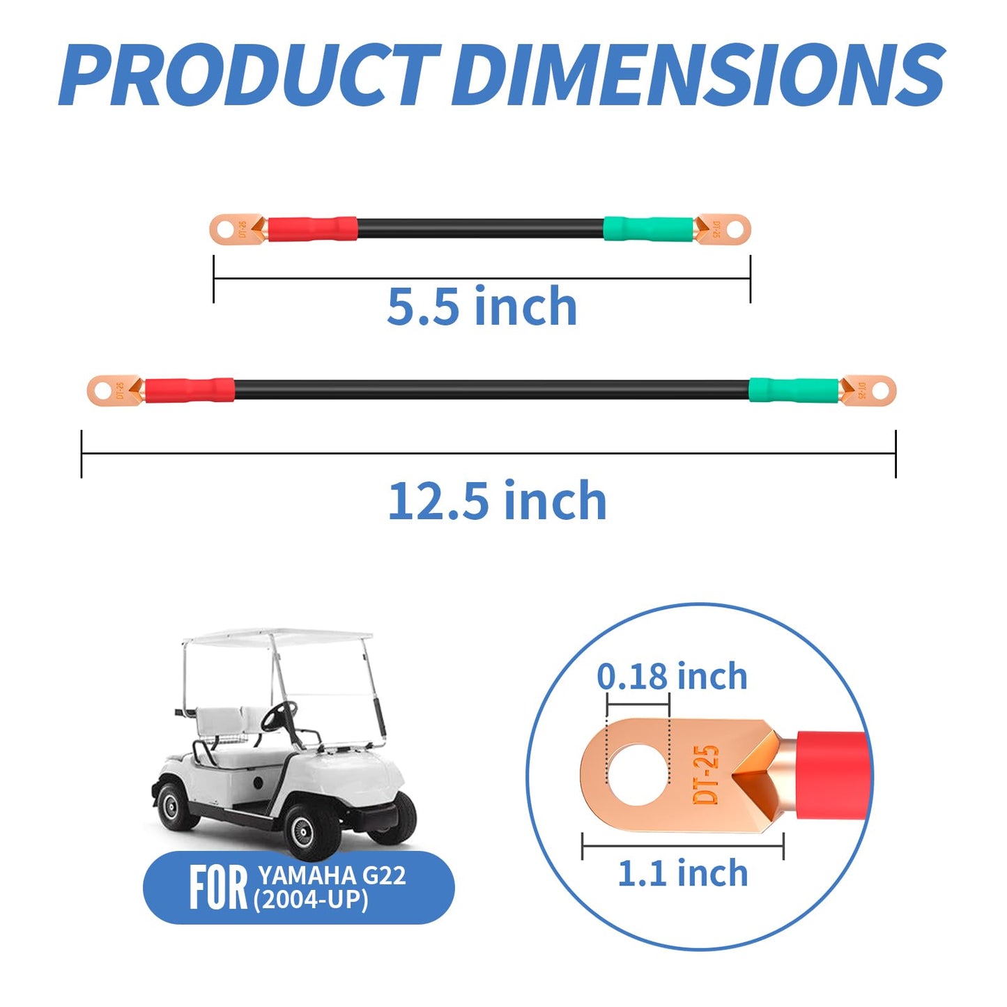 10L0L Golf Cart G22 Battery Cables 48V for Yamaha G22 Golf Cart, 4 Gauge 5 PC Golf Cart Battery Cable Kit - 5 Pack