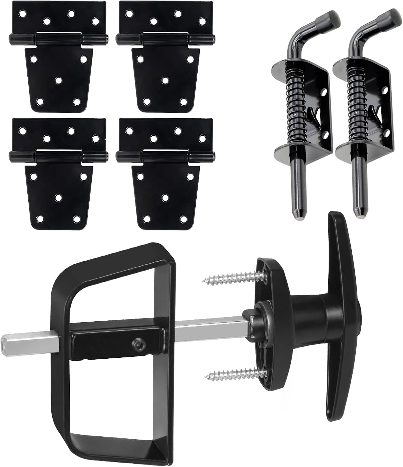 Complete Shed Door Hardware Kit with T-Handle Lock, Heavy-Duty Latches & Hinges - Weatherproof for Sheds & Gates