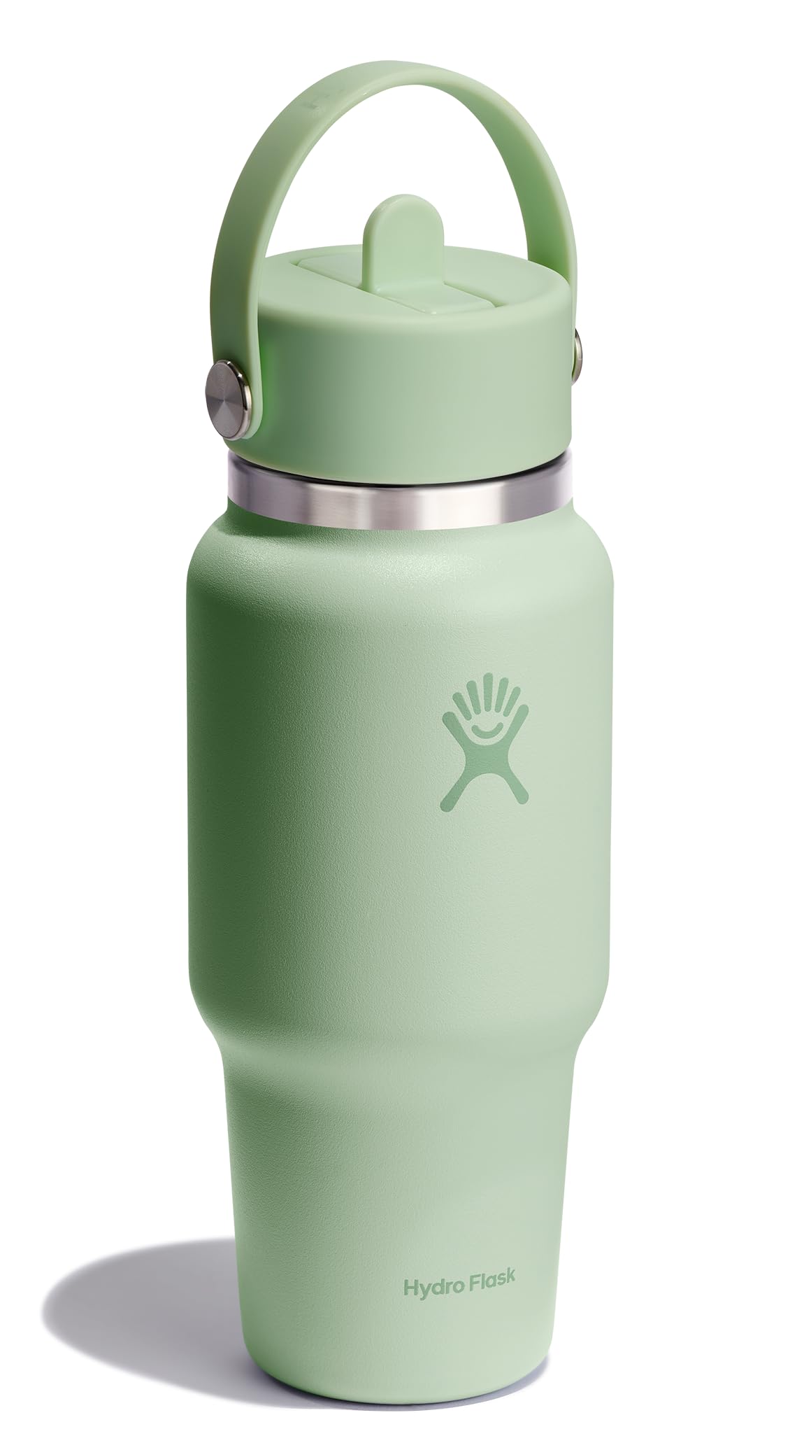 Hydro Flask Travel Water Bottle - Insulated Stainless Steel - Wide Straw Lid, Non Spill, Leakproof in 24 Oz Aloe Green