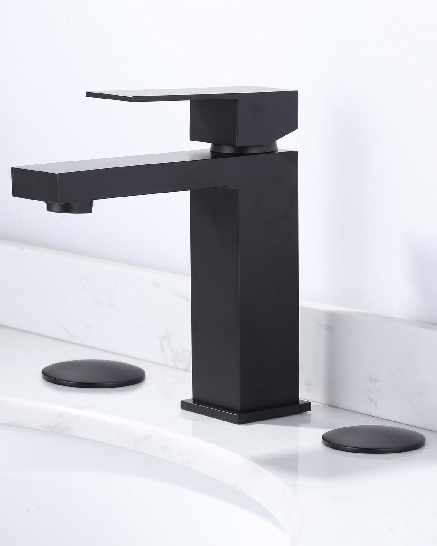 Brass Metal Faucet Hole Cover, 2-PCs Plug for Sink Countertop, Matte Black