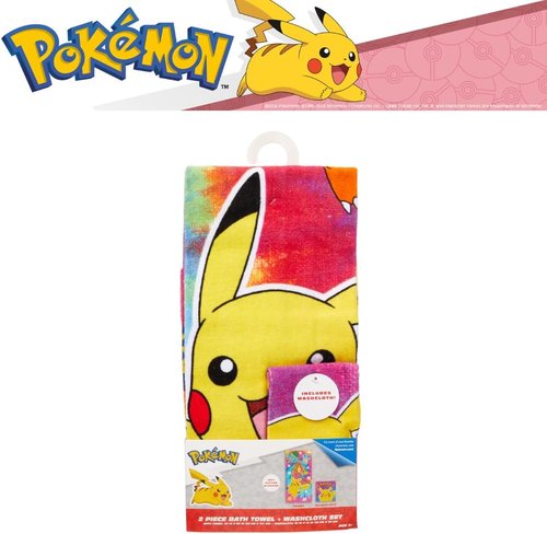 Franco Pokémon Kids Bath Towel Set - Soft Absorbent Cotton Terry, 50" x 25", Includes Washcloth