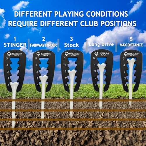 Adjustable Golf Tee Height Tool - 5 Precise Settings for Consistent Swings