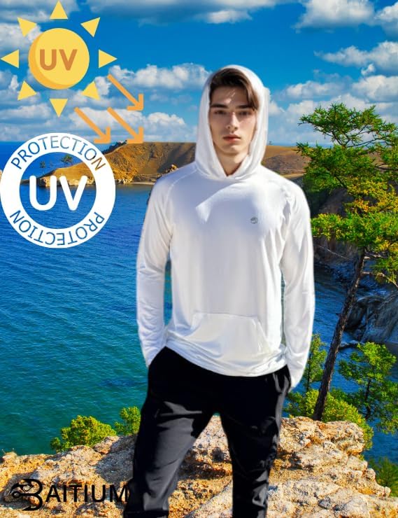 Skiennix Men's Dry-Fit UPF 50+ Sun Shirt - Hooded Long Sleeve Fishing Shirt for Ultimate SPF Protection
