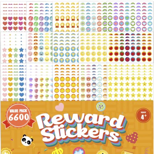 6600 Reward Stickers for Teachers - 15 Designs, 75 Sheets