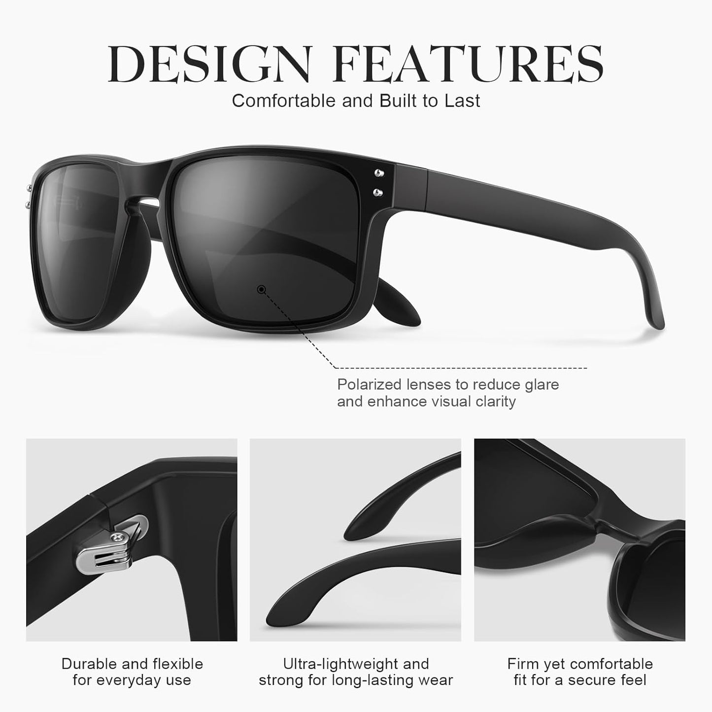 Polarized Sunglasses - Classic Sport Shades for Men & Women | UV400 Protection for Driving & Outdoor Activities